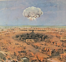 Soviet Cold War Big Poster - The Center of Nuclear Damage - Various Damage Zones