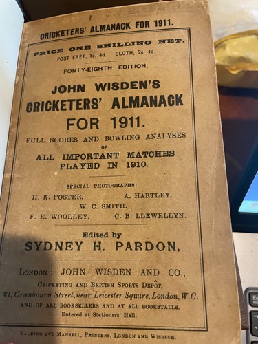 Rare 1911 edition - edition, wisden
