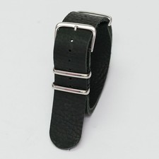 20mm Handcrafted NATO Genuine Black Leather Watch Strap - Artisan Made