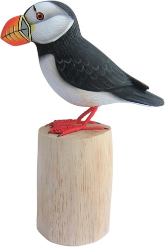 Hand carved wooden bird puffin - wooden,