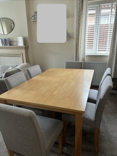 Wooden table fabric chairs - table, &