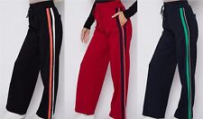 M&S Ladies Side Stripe Wide Leg Trousers Joggers Thick Stretch Elastic RRP£35