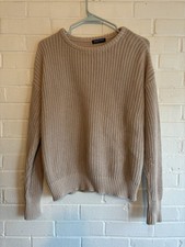 American Apparel Fisherman Sweater 100% Cotton Knit Beige Size Small