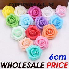 200 Pcs Large 6CM Artificial Flowers Foam Rose Heads Wedding Party Decor Bouquet