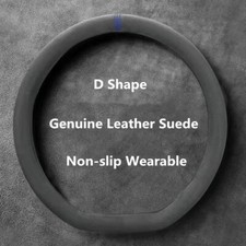Universal Car Steering Wheel Cover Premium Cowhide Suede 37-38cm Alcantara-Style