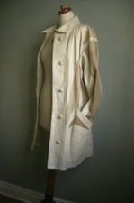 VINTAGE LEATHER LONG COAT trench 16 80s 90s soft SAMS retro two tone 