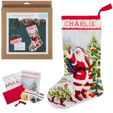 Father Christmas Stocking | Add a Name | Half Stitch Tapestry Craft Kit