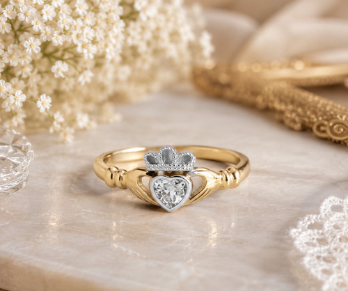 Elegant 18ct gold - elegant, claddagh