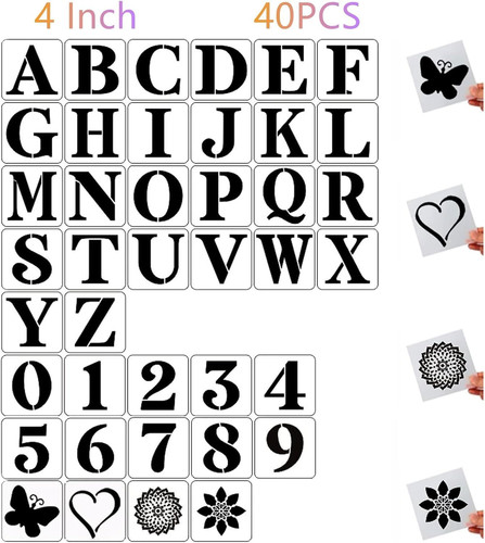 Letter number stencils - &,