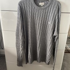 Jack Wills Marlow Grey Cable Knit Cotton Cashmere Blend Sweater Men’s L Jumper 