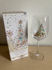 Turnowsky large tall wine glass with Christmas tree design, boxed