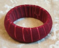 SOFT VELVET WRAPPED MATERIAL CRIMSON RED BANGLE BRACELET COSTUME JEWELLERY