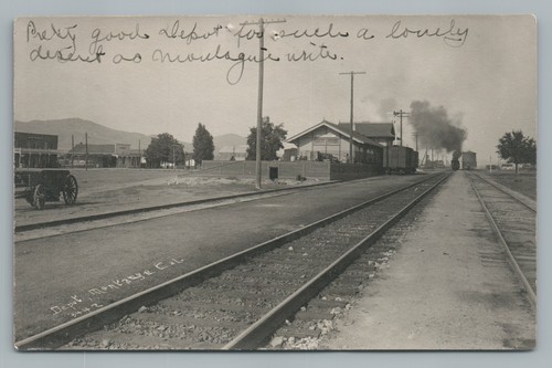 Montague train depot rppc - montague, ca