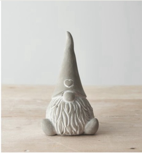 Cement sitting gonk with heart - cement,