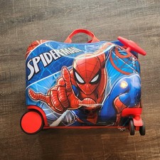 Spiderman Ride On Luggage Kids 18" Hardside Rolling Travel Trolley Suitcase 