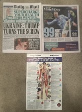 Daily Mail 22nd November 2025 22/11/25 Trump Turns Screw & Vitamins Poster