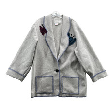 Vintage Cindy Owings Designs 100% Wool Coat Women Large Butterfly Embroidery USA