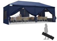 Large 3mx6m Pop Up Gazebo with Sides Party Tent Canopy Heavy Duty Marquee Black