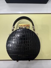 ASPINAL OF LONDON Deep Shine Black Croc Crossbody Hat Box Bag £495 Hardly Worn