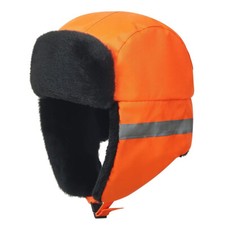 High Visibility Reflective Cap Keep Warm Trapper Bomber Hat Earflag Fleece Mens