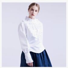 BLESSUME Medieval Victorian Blouse Women Vintage Lolita Top, White (L)