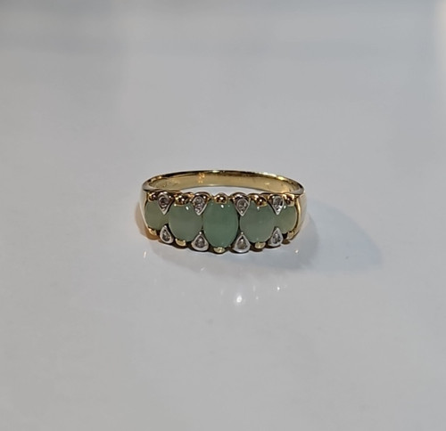 9ct yellow gold jade - jade, and