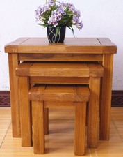 Solid OAK Nest of 3 Tables