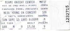 1985 Neil Young International Harvesters Concert Ticket Stub Miami FL Old Ways