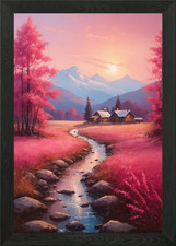 Pink landscape with - landscape, river