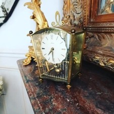 Rare 400 Day SILVOZ Engraved Glass and Brass Clock circa 1950