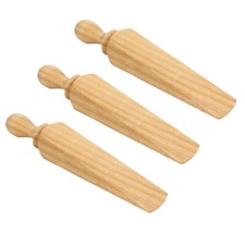 Wooden Traditional Beech Wood Door Stop Wedge Door Stopper Stop jam 3pk