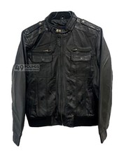 New Men's Washed Black Biker
