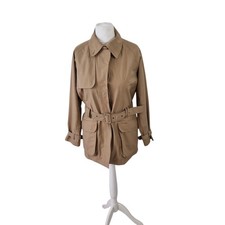 Craghoppers Womens Goretex Jacket UK 12 Hooded Belted Beige Waterproof Outdoors 