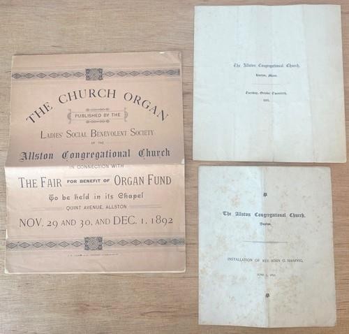 1892 church organ fundraiser - church,