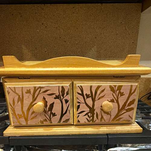 Wood recipe card box - wood, &