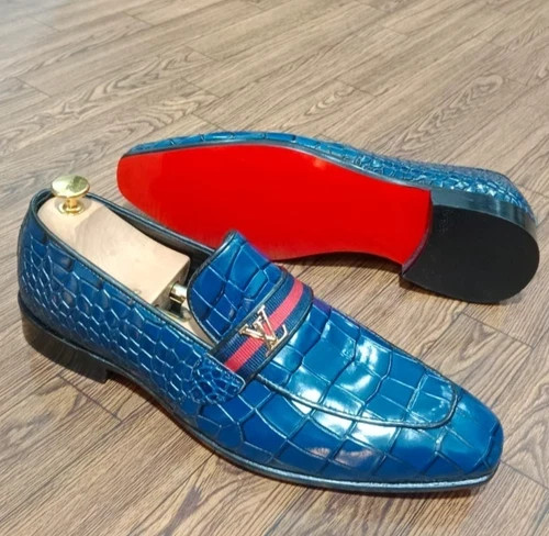 Handmade men blue crocodile