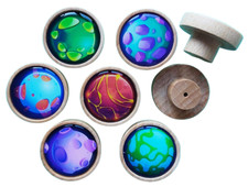 SET of 6  Design Print Wooden