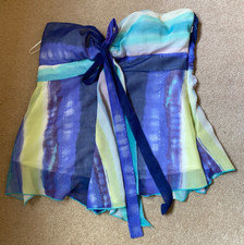 Red Herring  multicoloured blue floaty strapless lined top UK12 side zip