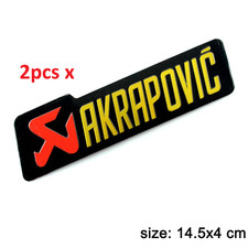2 x Large AKRAPOVIC Aluminium Motorbike Exhaust Sticker, 14.5x4cm. Free Delivery