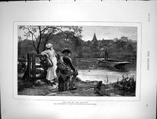 Original Old Antique Print End