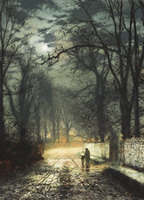 JOHN ATKINSON GRIMSHAW CANVAS WALL ART PICTURE PRINT A MOONLIT LANE