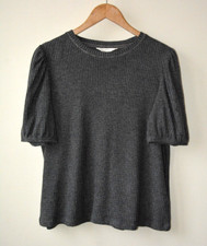 EX M &S DARK GREY RIBBED CREW