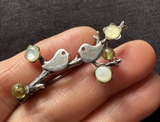 Vintage 925 Sterling Silver Love Birds On Truck Mop Brooch