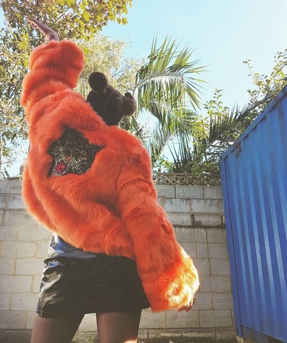 Faux fur shaggy - , cropped