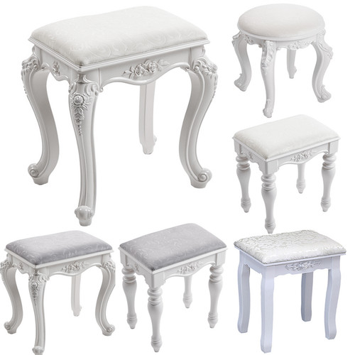 French white footstool - white,