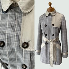 TOPSHOP Classic English Check Plaid Contrast Belted Mac Trench Coat 10
