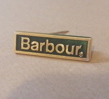 Vintage Original 80s Barbour Brass & Green Enamel Badge Lapel Pin