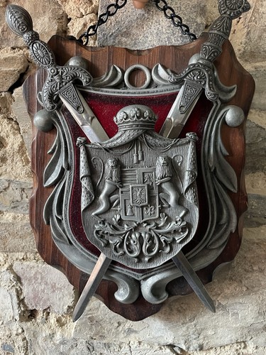 Vintage heraldry wooden shield - heraldry,