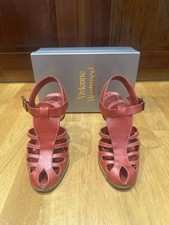 Vivienne Westwood Red Leather Roman Woven Sandals Shoes 39 Used Rare