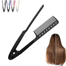 V Shape Hair Straightening Comb Heat Resistant Hair Styling Comb for Home Travel